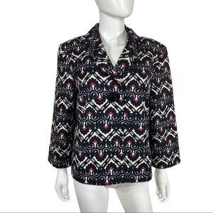 Silkland One Button Damask Design Silk Blazer